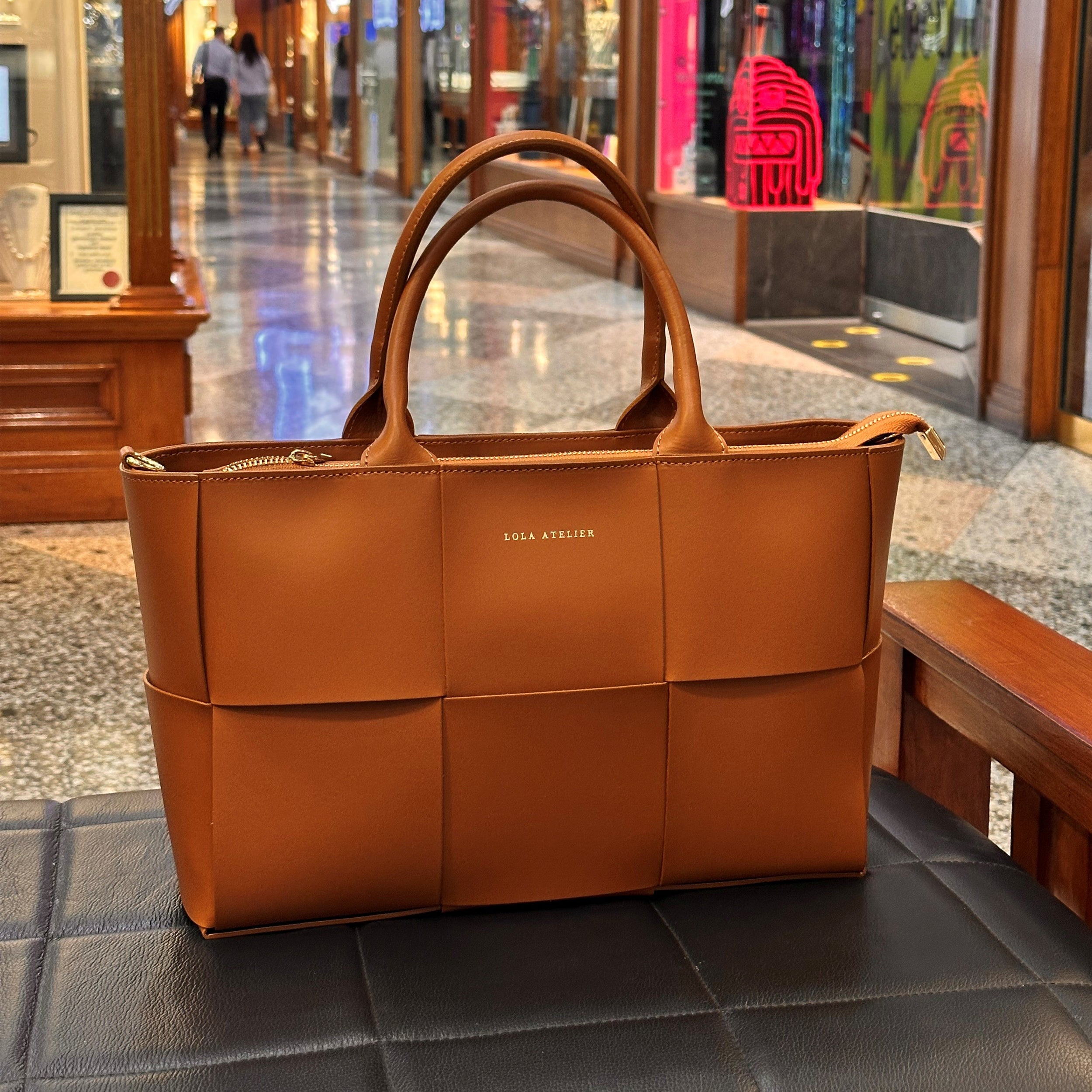Bella Walnut Woven Bag